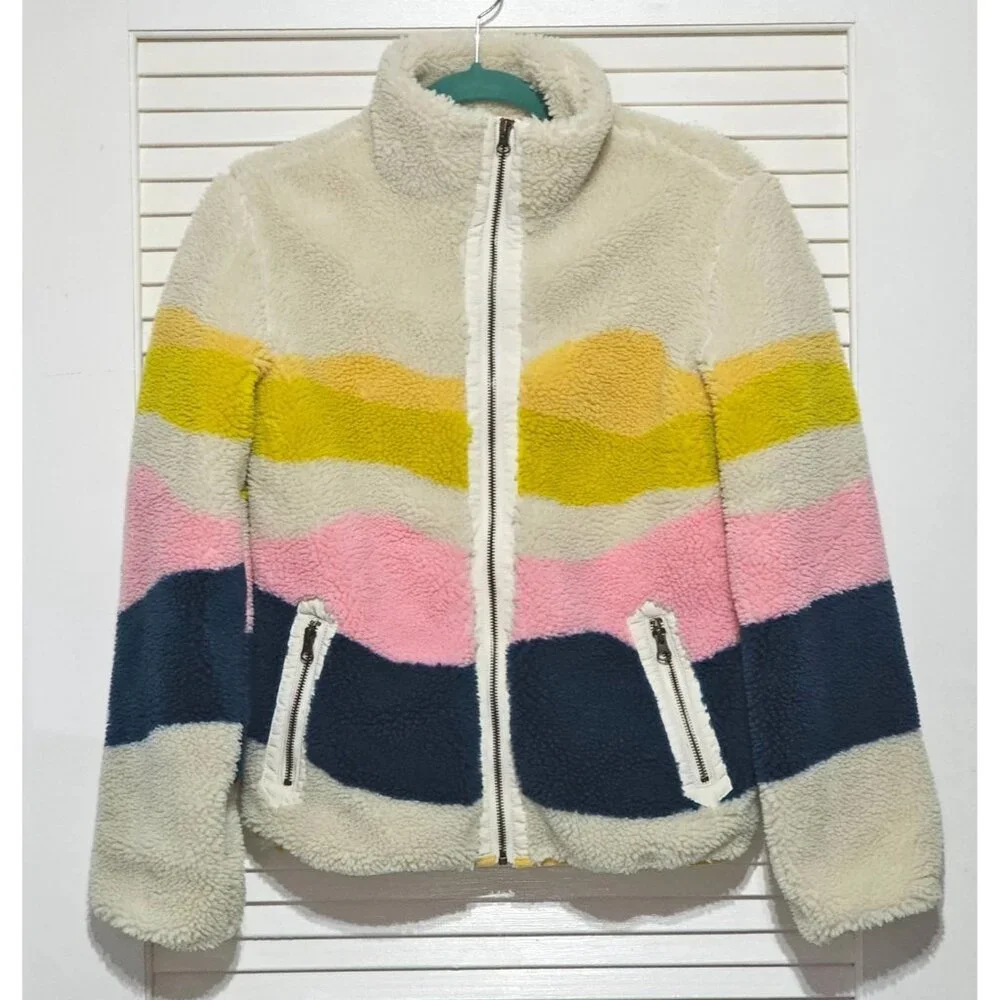 Faherty Women's Multicolor Sun and Wave Faux Sherpa Full Zip Size Xsmall 2980 - Picture 10 of 16